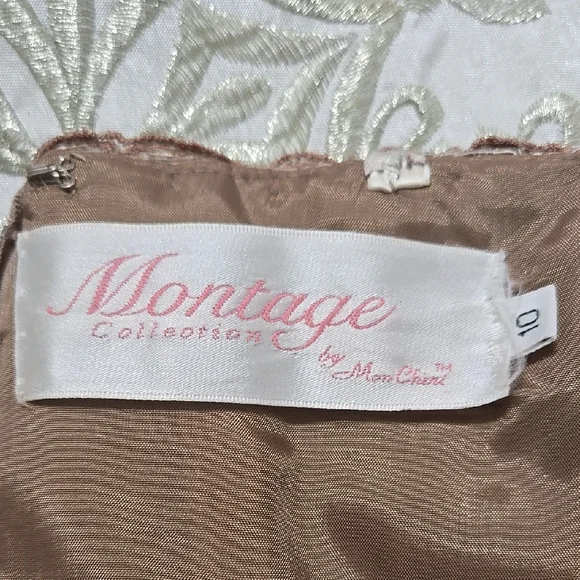 Montage by Mon Cheri Women's Tan Strapless Ballroom Prom Wedding Gown Sz 10